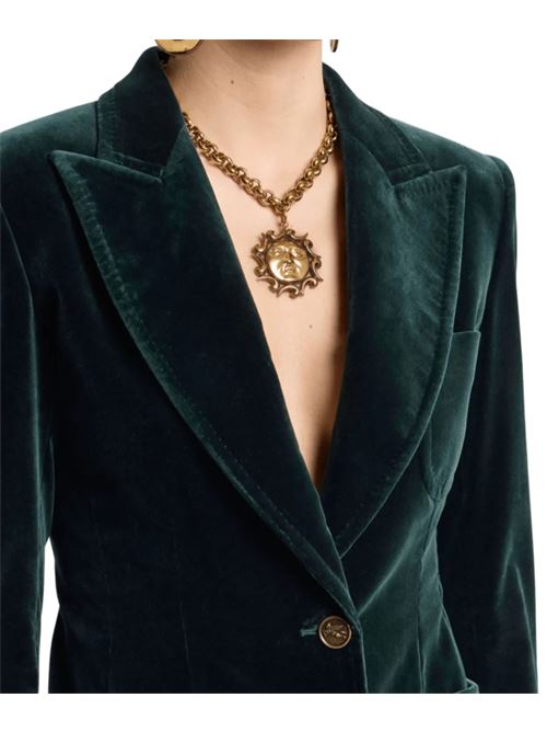 Giacca da donna in velluto elasticizzato, monopetto, color verde scuro ETRO | WRCA000999TUEI1V0707